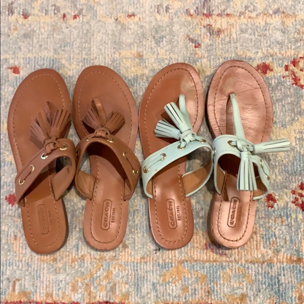 COACH Leather Sandals with Tassels, size 7